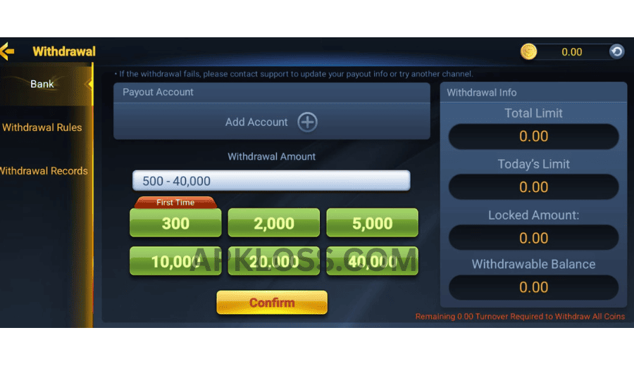 PK Win Game Withdraw