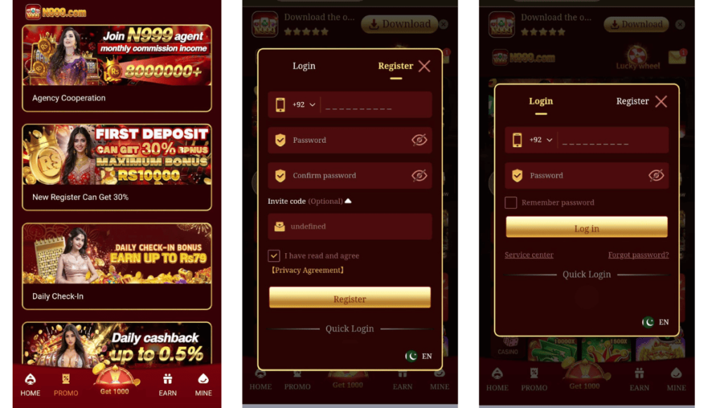 N999 Game Login and Register