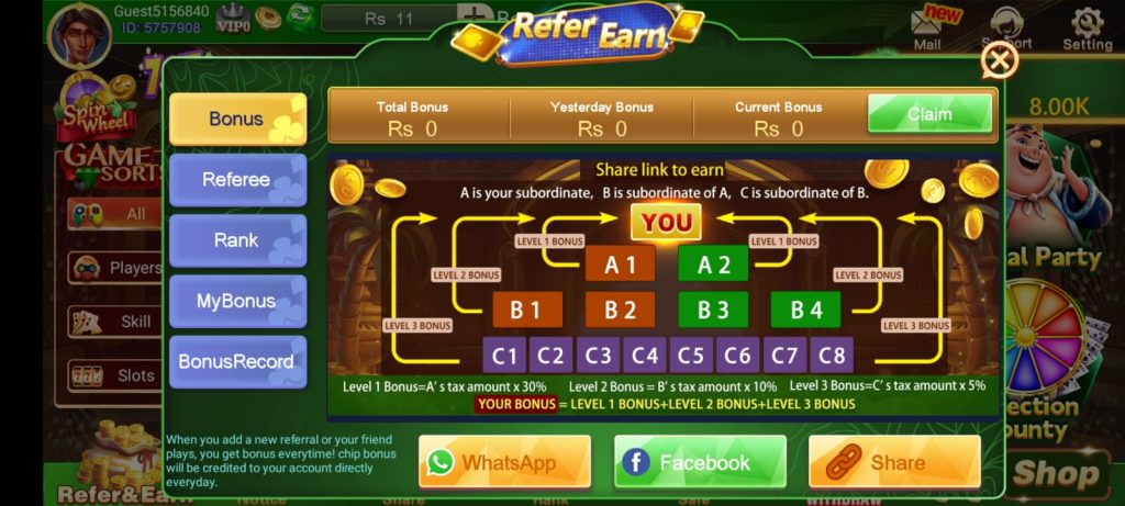 3 Patti Crown game earning